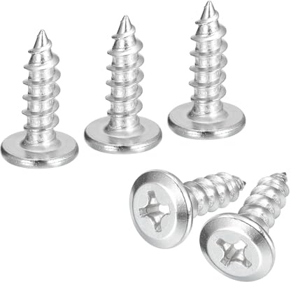 sourcing map M6x16mm Flat Head Phillips Drive Self Tapping Screws 100Pcs | 304 Stainless Steel, Cross Drive, Fastener Screws, Silver
