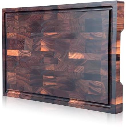 Haokelai Schneidebrett Holz Gross mit Auffangschale, Schneidebrett Akazienholz 34 x 24 x 2.5cm, Holzschneidebrett, Küchenbrett Holz