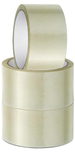 Stick Well 3er Verpackungs Klebeband – 48 mm X 66 m, Geräuscharm, Stark Klebend, Transparentes Paketklebeband für Kartonverpackungen, Umzug – Geeignet für Klebebandabroller (transparent, 3er-Packung)