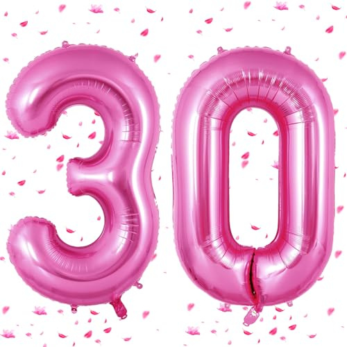 Rosa Pink Luftballon 30,Zahlen Luftballons rosa pink,40 Zoll Rosa Pink Folienballon 3&0,Zahlenballon 30 Helium Ballon 30 Geburtstag für Geburtstagsdeko Frau Mann Jubiläum Party
