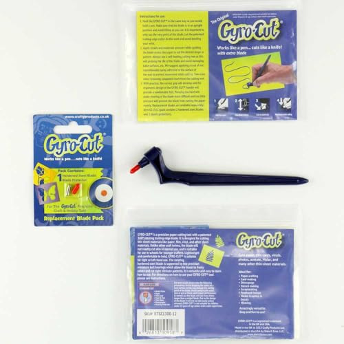 Gyro-Cut Original – Safe & Precise Craft Cutting Tool with 360° Rotating Cutting Nib & Dual Bearings for Paper, Mylar, Vinyl & Mor (Gyro Cut with extra spare nib)