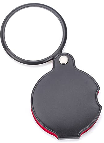 Lupa de bolsillo plegable de cristal con funda protectora giratoria de cuero para leer joyas de ciencia