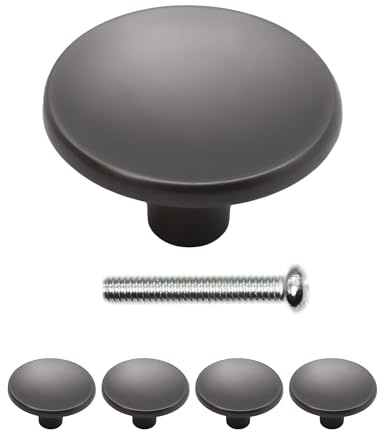 Fuxxer Möbel-Griffe, elegante Schubladen-Knöpfe, Landhaus Design, 38 x 20 mm, 4er Set, anthrazit, grau