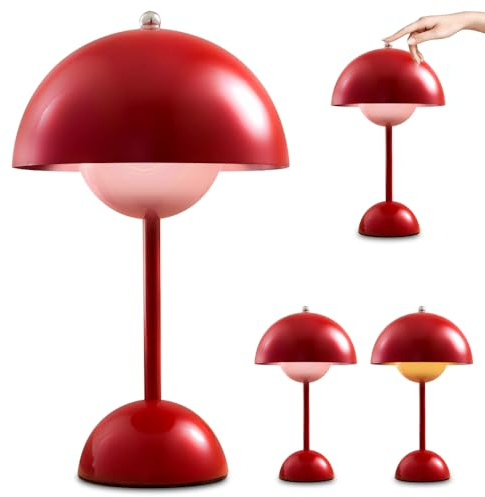 AVCXEC Led Flowerpot Tischlampe Kabellos, Akku Pilz Lampe, Tischleuchte Dimmbar Pilz Mit 3 Helligkeitsmodi, Wiederaufladbar Flowerpot Lamp Für Schlafzimmer, Wohnzimmer, Restaurants, Büro