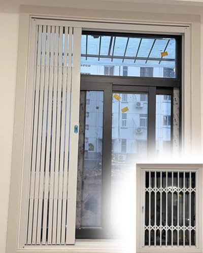 Fenstergitter Einbruchschutz Ausziehbare Fenstergeländer, Einbruchschutzgitter für Wohnungen, Einziehbare Schutzgitter für Keller, Balkone und Schuppen(100cmx160cm/39inx63in)