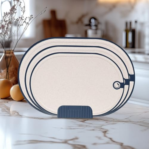 Skärbräda set 3 st köksbräda av plast BPA-fri hackbrädor för kött bräda kök skärbräda cutting board chopping board diskmaskin säker skärbräda blå