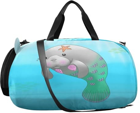 Seesack für Kinder, Seekuh, Wildtiere, Seekuh, kleine Reisetasche, leicht, Turnbeutel für Jungen und Mädchen