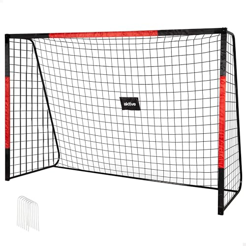 AKTIVE But de football en acier, structure amovible, facile à monter, avec filet en polyester, comprend 6 piquets pour la fixation, résistant et léger, idéal pour l'entraînement