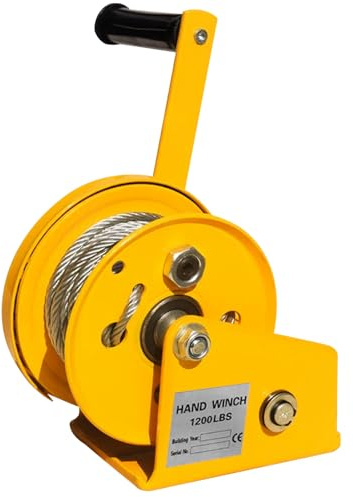 YAOYAOO Cabrestante Manual Profesional, 1200lbs/2600lbs Cabrestante Manual Pequeño, Cabrestante Manual con Cable y Gancio para Tracción y Elevación (1200lbs-10m)