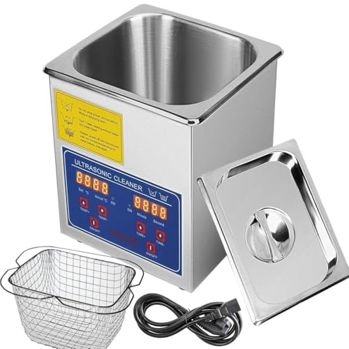 UIGJIOG 3L, Ultrasonic Cleaner Cleaning Small Industrial Machine Stainless Steel with Digital Heating Timer for Home And Commercial Use in The Laboratory