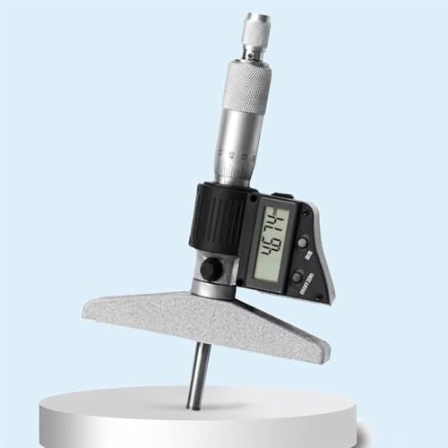 Micromètre de profondeur numérique, jauge de profondeur électronique 0-25 mm, résolution 0,001 mm, avec écran LCD, cliquet et dispositif de verrouillage, outil de mesure en acier inoxydable