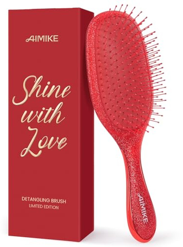 AIMIKE Detangle Hair Brush, Wet Dry Vented Detangling Brush w/Soft Bristles, Pain-Free Detangling Hair Brush Loosens Stubborn Tangles, Extra Gentle on Sensitive and Fine Hair, for Women & Kids