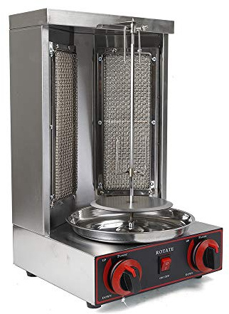 Dönergrill Acero Inoxidable 3000 W, Barbacoa de gas profesional para Döner Kebab y Gyros, 48 x 30 cm, barbacoa de mesa con regulador de temperatura, barbacoa sin grasa para el hogar y la gastronomía