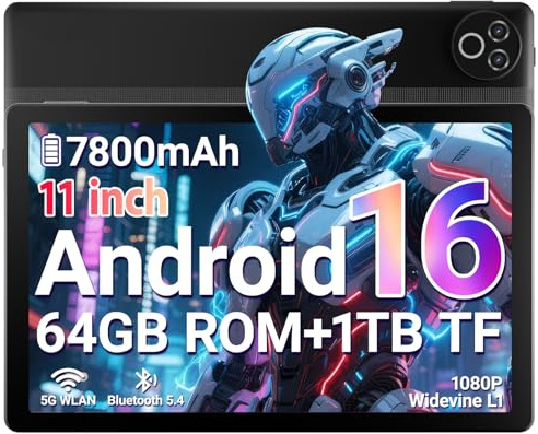 Laptok 11 Zoll Android 16 Tablet, 20GB RAM, 64GB ROM, 1TB TF, Widevine L1