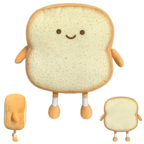 GUOYOU Toast Peluche Kawaii, Morbido Pane Cuscino in Peluche, Divertente Cuscino a Forma di Pane Adatto Essere Usato Come Decorazione per Divano Regalo Compleanno Natale (Dorato)