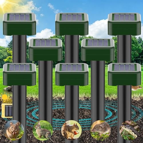 Répulsifs Solaires Anti-Taupes, 8 Pièces Répulsif Contre Les Taupes, Répulsif Contre Les Campagnols, Répulsif à Ultrasons, Répulsif Solaire Contre Les Taupes