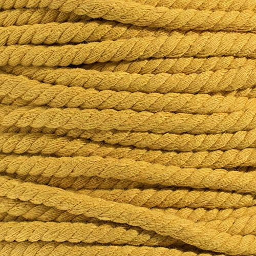Premium superweiches, geflochtenes Baumwollseil – erhältlich in einer Vielzahl von Durchmessern – Seil am Fuß in den Längen 10, 25, 50 und 30 m 1/4 X 10 Feet gold