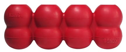KONG Goodie Ribbon Kauspielzeug, Für Mittelgroße Hunde | Vier befüllbare Goodie Grippers mit inneren Rillen, einfrierbar zur Anregung, langlebiger roter Naturkautschuk
