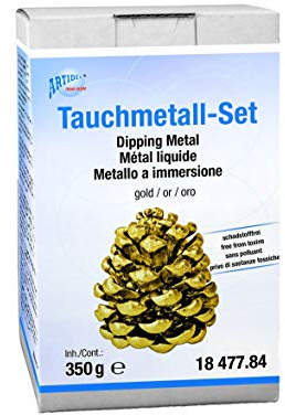 Tauchmetall-Komplett-Set – Farbe: Gold – MADE IN GERMANY – Verleiht unterschiedlichsten Gegenständen zu einem eindrucksvollen metallischen Aussehen – Auch für BLUMEN geeignet – 350 g – C339935