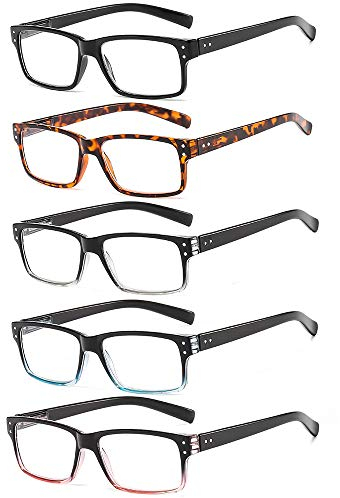 Suertree Lesebrille 5 Pack Brillen Scharnier Lesebrillen Sehhilfe Augenoptik Brille Lesehilfe für Damen Herren 1.5x