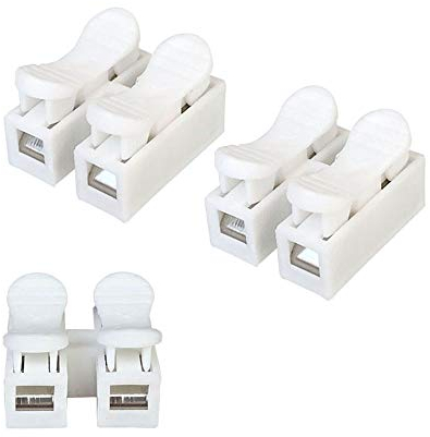 Aiqeer 100 Pezzi Connettore Molla Rapido, Morsetto a Molla Connettore, Morsettiera Molla Rapido, Collegamento per Cablaggio Elettrico e Alimentazione Illuminazione (Bianco)