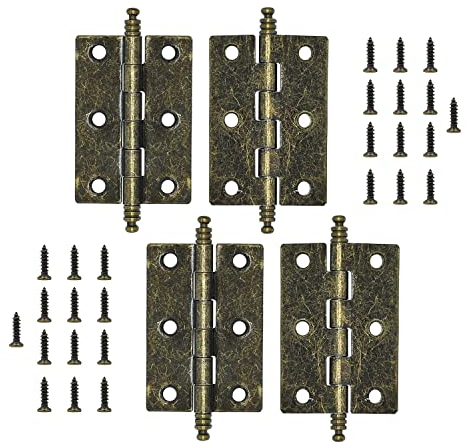 MABAHON Antike Scharniere, klappbare Bronze-Scharniere, Retro-Messing-Türscharniere mit 12 Pcs Scharnierschrauben für Schränke, Schranktüren, Retro-Schmuckkästchen, Truhen (4 PCS)