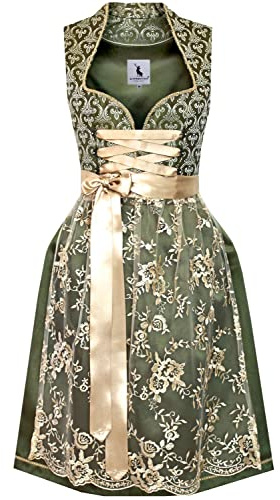 Alpenmärchen Midi Dirndl aus Exklusiver Kollektion inkl. Spitzenschürze Gr.42 - ALM922