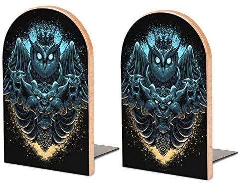 Packung Mit 2 Buchstützen Eule Und nkopf Rutschfester Bücherständer Aus Holz Bücherregal Bücherhalter Für Home Desk Office Library