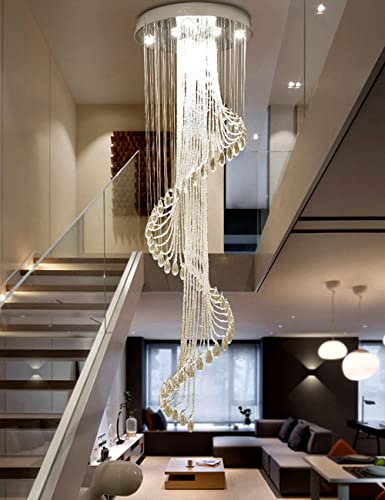 Kinbolas Moderne Kristall Pendelleuchte,Spiralkristall Pendellampe,LED Hängeleuchte,Regentropfen-Kronleuchter Geeignet Für Wohzimmer Esstisch,Treppe,Flur,Schlafzimmer Deckenleuchte Häng