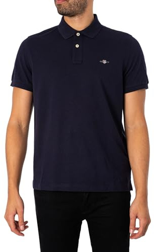 GANT Mens Shield Short Sleeve Pique Polo Shirt Navy L