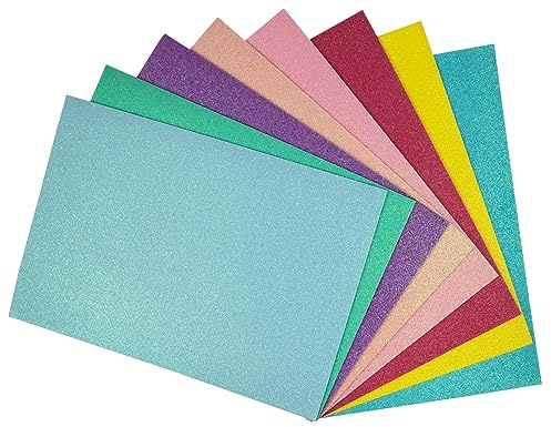 Interdruk - Papier Mousse Couleur A4 - Caoutchouc Mousse - Feuilles De Mousse pour Le Bricolage Et Les Travaux Manuels - Feuille Mousse Colorées avec 8 Couleurs De Paillettes Pastel