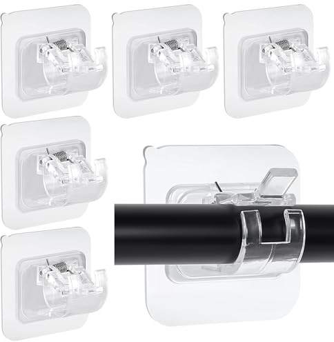 Ysimple 6Pc Self Adhesive Curtain Rod Brackets, No Drill Curtain Rod Holder