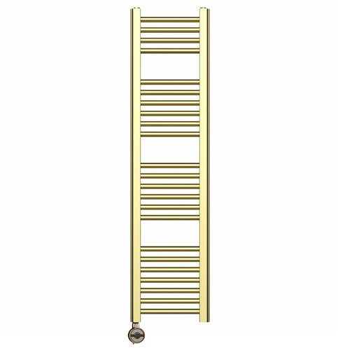 400mm Wide Gold Electric Bathroom Towel Rail Radiator With Thermostatic Electric Element UK Pre-Filled (400 x 1200 mm (h))
