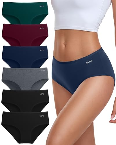 coskefy Unterhosen Damen Baumwolle Slips Unterwäsche Frauen Pantys 6er Pack | 100% Baumwoll Schritt, Basic Damen Slips Mehrpack, Atmungsaktive Unterwäsche, Weiche Hipster Panties, Etikettfrei Schlüpfer