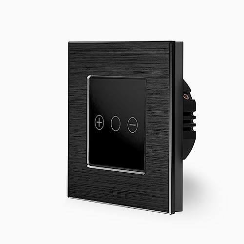 POINT Smart WIFI Touch Dimmer Lichtschalter Ein/Aus 1-Fach im Aluminium Rahmen in Schwarz 1-Weg Smart Home Glas Berührungs Wandschalter für Alexa Google Home IFTT Tuya App gesteuert Luxus-Time