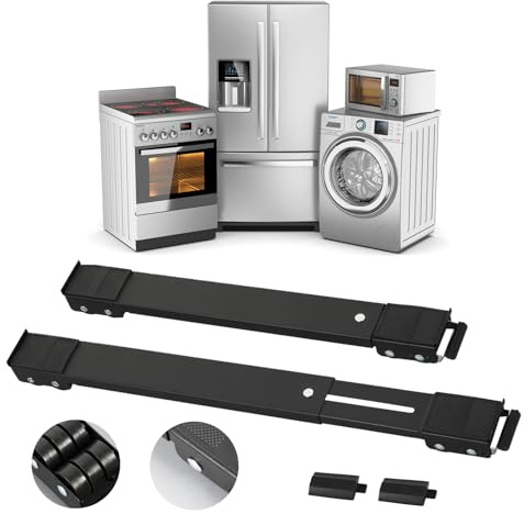 KELIXU Extendable Appliance Rollers Washing Machine Wheels, Heavy Duty Furniture Dolly Mobile Roller for Washing Machines, Refrigerators, Dryers and Dishwashers, Support 660 LB, Black