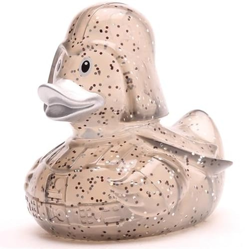 Duckshop I Badeente Glitzer Black Star I Quietscheente I Quietscheentchen I Geschenk für Science-Fiction-Fans I Präsent Sammler