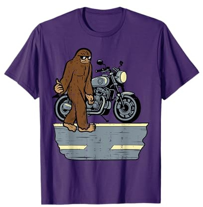 Biker Bigfoot Sasquatch Motorcycle Motorbike Men Kids Women T-Shirt