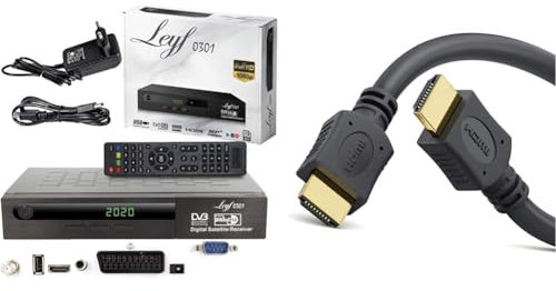 Leyf Satellite Receiver PVR Recording Function Digital Satellite Receiver (HDTV & conecto HDMI Kabel HIGH Speed mit Ethernet (vergoldete Stecker, 4K, Ultra-HD, Full HD 1080p, 3D) 1,5m