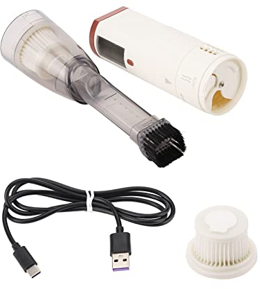 Beufee Spolverino Elettrico, Spolverino Aria Compressa Senza Fili 2 in 1 70000RPM 9000Pa Aspirazione 7500mAh Spolverino Elettrico Ricaricabile Bianco per PC Auto