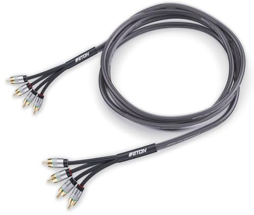 ETON RCA 4U-55 - Cavo RCA OFC a 4 canali di fascia alta, 5,5 m | Audiophiles - Cavo audio RCA per amplificatore auto, radio, Head Units, 4 maschio a 4 maschi, cavo audio RCA a RCA