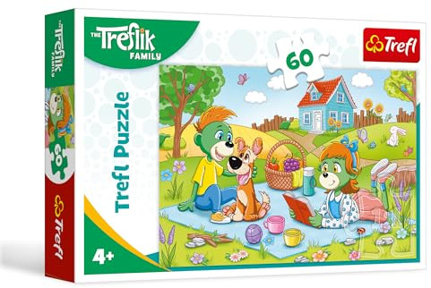 Trefl - The Treflik Family, Aventures de la Famille Treflik - Puzzles 60 pièces – Puzzles Colorés avec Personnages de Bande Dessinée, Divertissement Créatif, Loisir pour Les Enfants à partir de 4 Ans