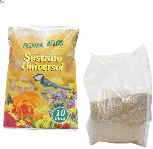 BricoLoco.com Sustrato (10 lts) con vermiculita (5 lts). Tierra drenante y aireado Plantas. Sustrato con Drenaje Cactus, suculentas. Evita encharcamiento y podredumbre raíces (Sustrato + Vermiculita)