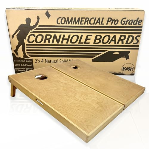 Bash Brands Cornhole Boards aus Massivholz, 60 x 100 cm, wählen Sie zwischen handelsüblicher Qualität (Kirschfarbe, keine Beutel) oder Premium-Qualität (natürliche oder braune Farbe, inklusive 8
