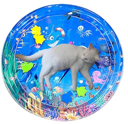 Nuytghr Interaktive Katzen Wassermatte - Sensorisches Spielzeug Mit Kühlmatte für Wasserspiele