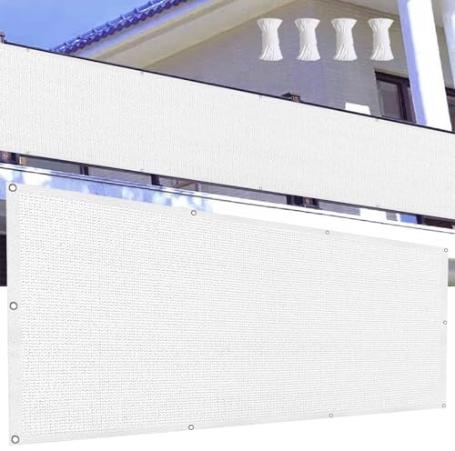 Brise Vue Jardin, Brise-Vue de Clôture 120 x 200 cm Protection UV HDPE Pare-Vue Revêtement de avec Attaches de Câble et Cordons pour Jardin Terrasse Balcon Patio, Blanc