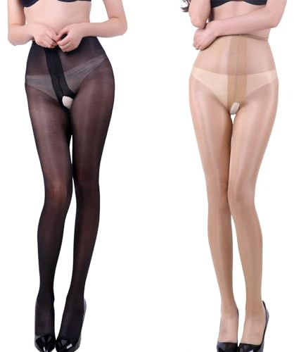 KLONKEE Collant Donna Elastica Vita Alta Controllo Top Brillanti Setosi Calze Taglia Unica 6 Colori