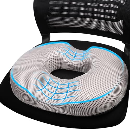 Bomiclss Donut Chair Seat Cushion with Center Hole & U-Shaped Cutout, Memory Foam Office Chair Cushions, Ergonomic Seat Cushion for Office Chair Wheelchair Car Seat Gaming Chair
