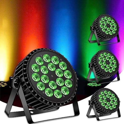 mytueetp 4PCS 200W RGBW Par LED Projecteur, 18 LED Lumière de Scène DMX4/8CH Jeux de Lumiere, Éclairage de Scène pour Fête Disco Mariage DJ Party Show Bar Halloween Noël