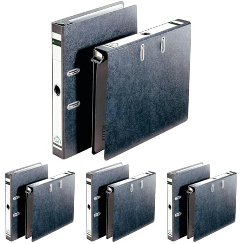 Leitz Qualitäts-Hängeordner 180°, A4, Schwarz, 50 mm Rücken, Ideal für Verwendung im Hängezug, Einband aus Hartpappe, 18220000 (Packung mit 4)